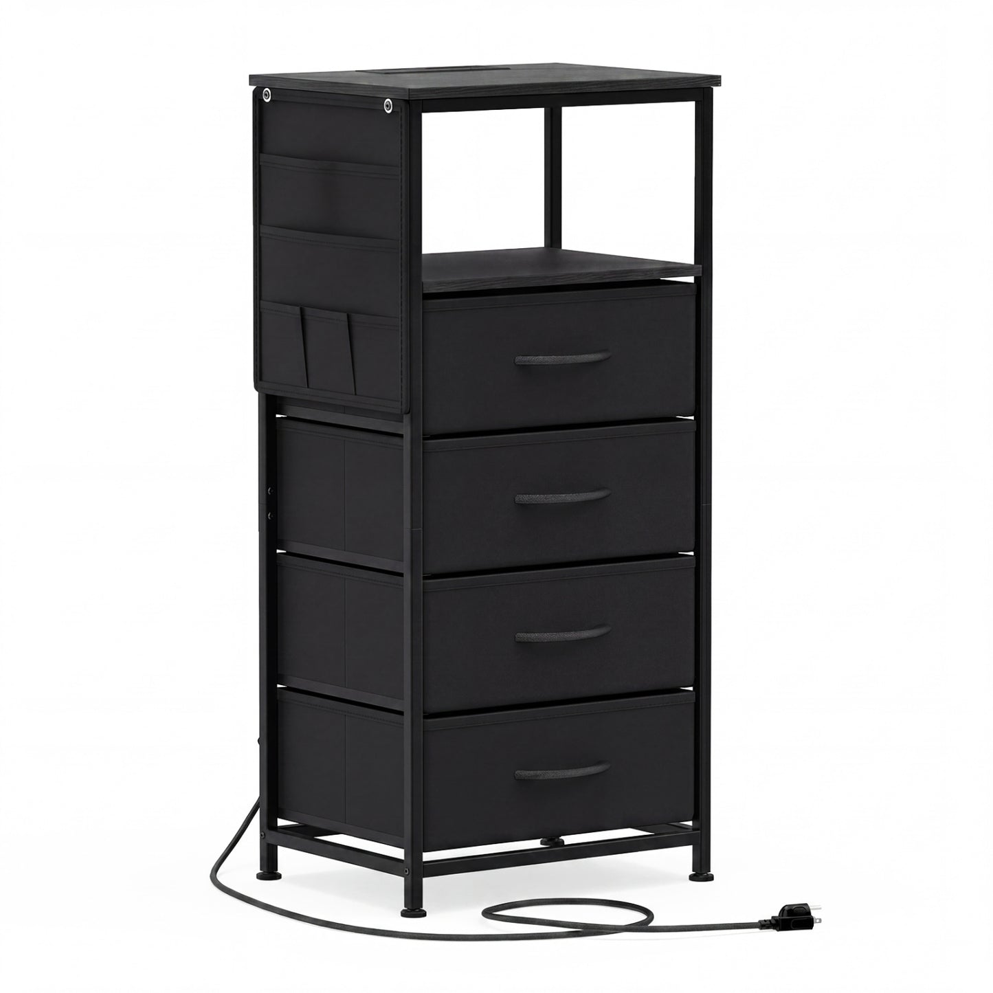 34" Modern Nightstand With Charging Station, Black Nightstands at Gallery Canada