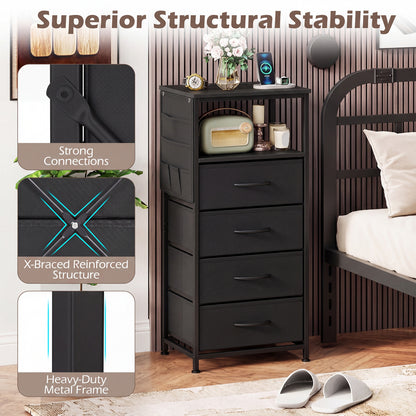 34" Modern Nightstand With Charging Station, Black Nightstands at Gallery Canada
