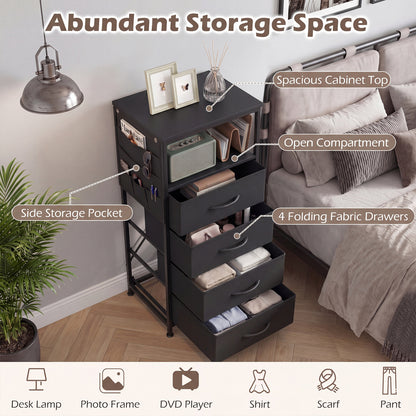34" Modern Nightstand With Charging Station, Black Nightstands at Gallery Canada