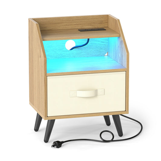 Nightstand with Power Outlets & Shelf, Natural Nightstands Natural at Gallery Canada