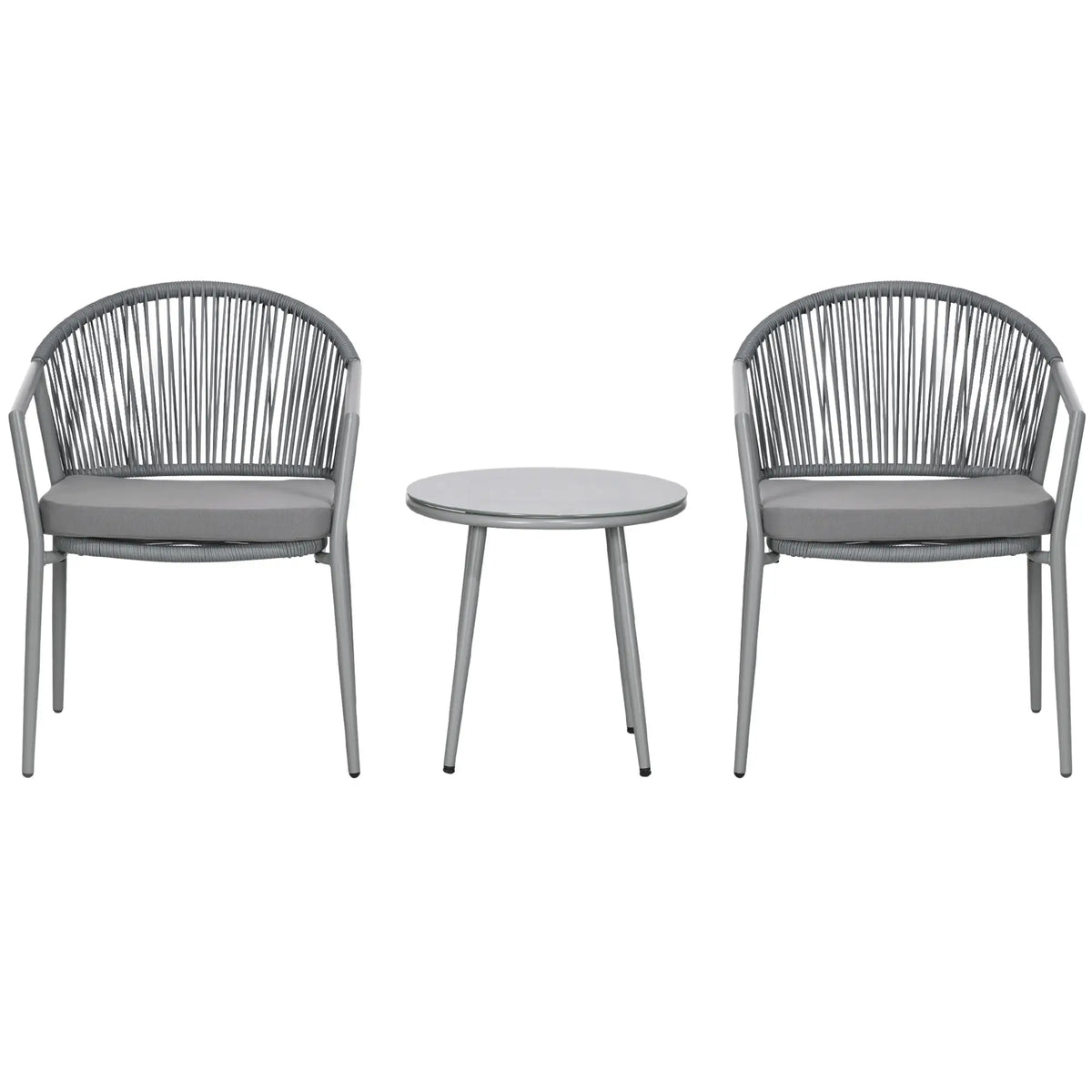 3-Piece Rattan Bistro Set, 2 Armchairs And Coffee Table, Grey Patio Furniture Sets Grey at Gallery Canada