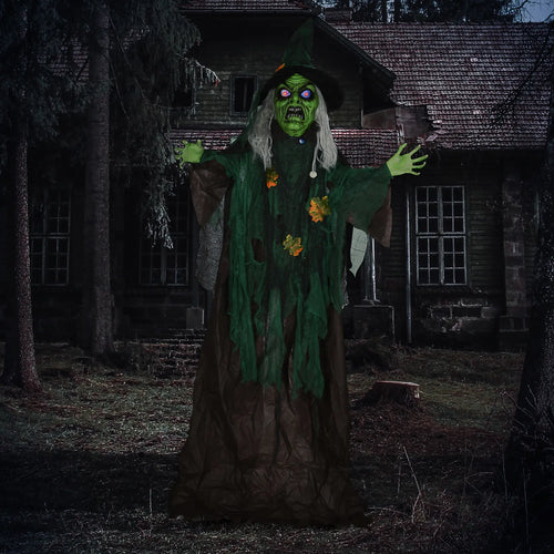 72 Inch Life Size Halloween Witch, Animated Decor with Sound, Motion Activated