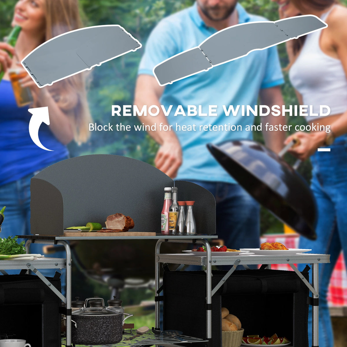 Aluminum Camping Table, Folding Kitchen with Windshield, Bag, Aluminum Picnic Tables & Camping Chairs at Gallery Canada