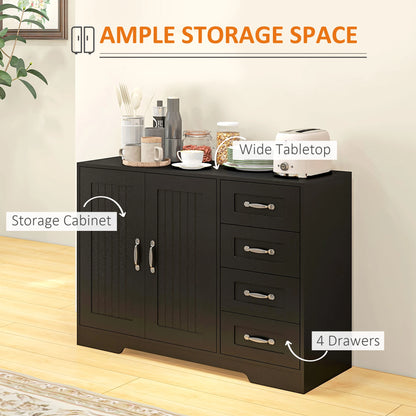 Modern Sideboard Buffet Cabinet, Drawers, Beadboard Door, Black Storage Cabinets at Gallery Canada