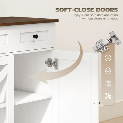 Farmhouse Sideboard Buffet Cabinet, 54", White Wood Grain Storage Cabinets at Gallery Canada