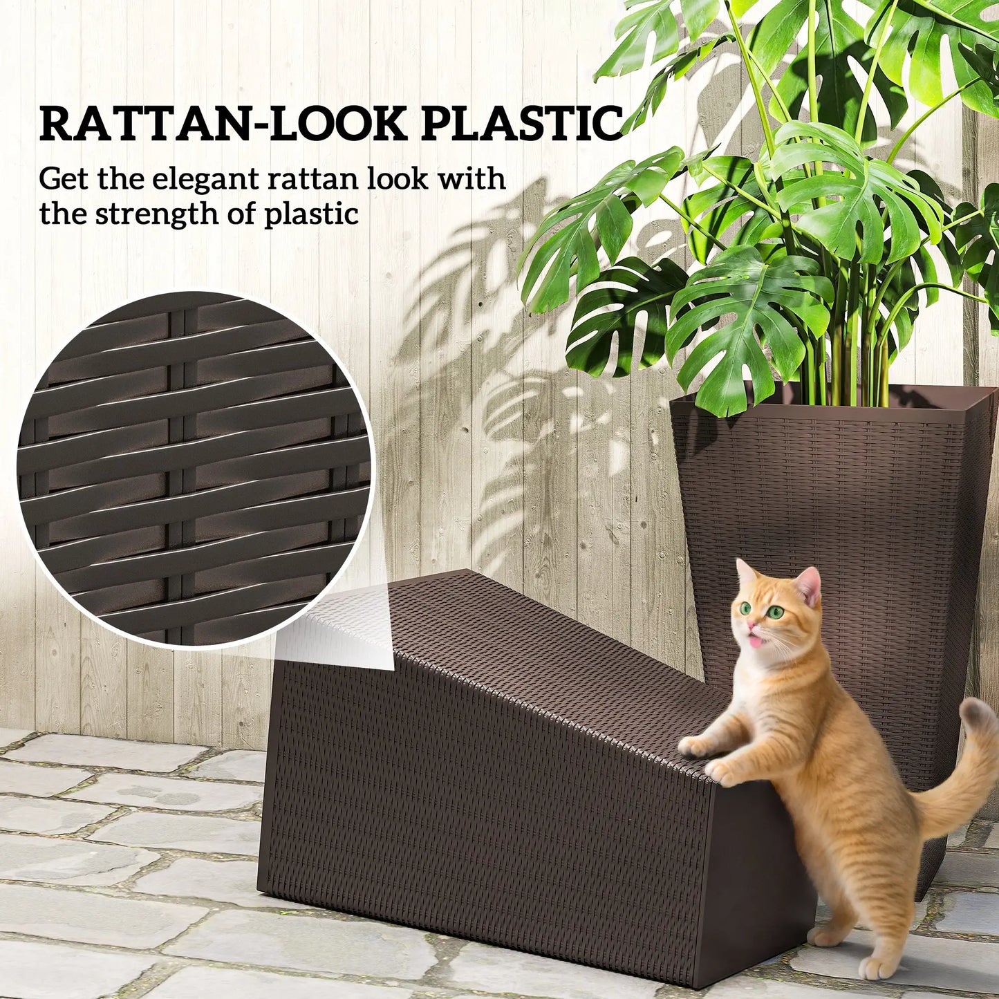 Set of 3 Tall Plant Stand, Indoor Outdoor Flower Pot, Brown Garden Accessories at Gallery Canada