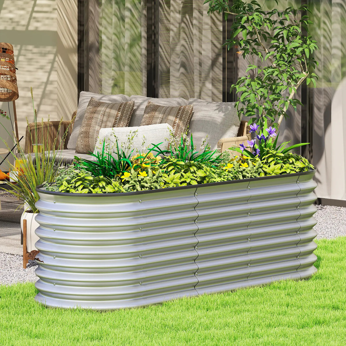 Galvanized Raised Garden Bed, 6X2X2 Ft, Silver Galvanized Planter Boxes at Gallery Canada
