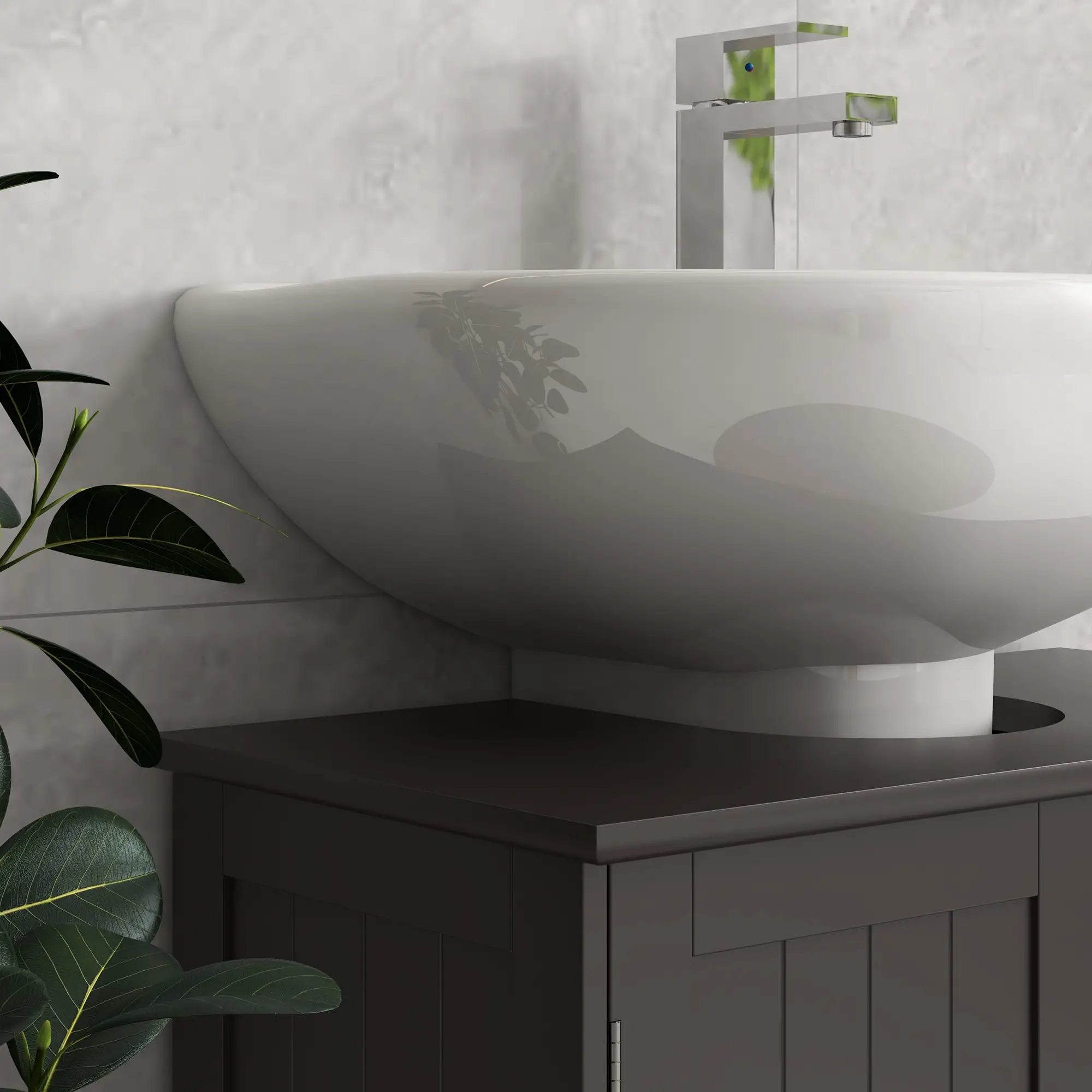 Under Sink Bathroom Cabinet, 2 Doors with Shelf, Coffee Bathroom Cabinets at Gallery Canada