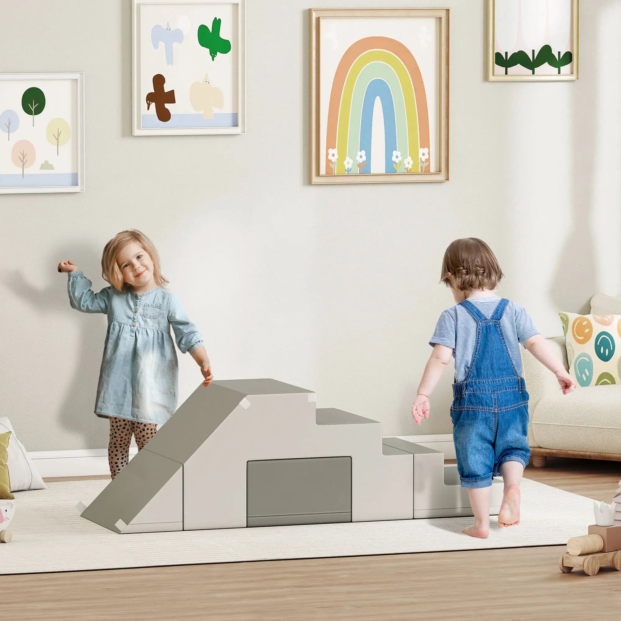 2-Piece Soft Play Kids Foam Set, for Crawl and Climb, Light Grey Kids Gym & Playmats at Gallery Canada