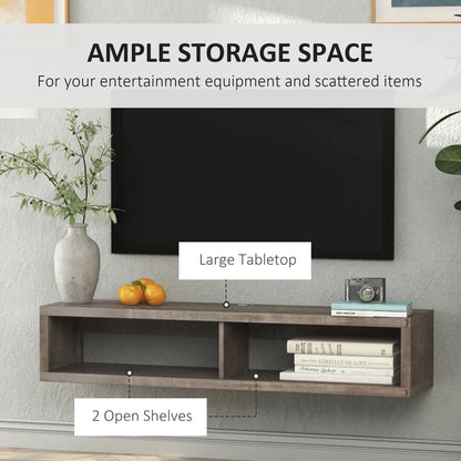 Floating TV Stand for 50" TVs, Wall Mounted, Wood Grain, Dark Grey TV Stands at Gallery Canada