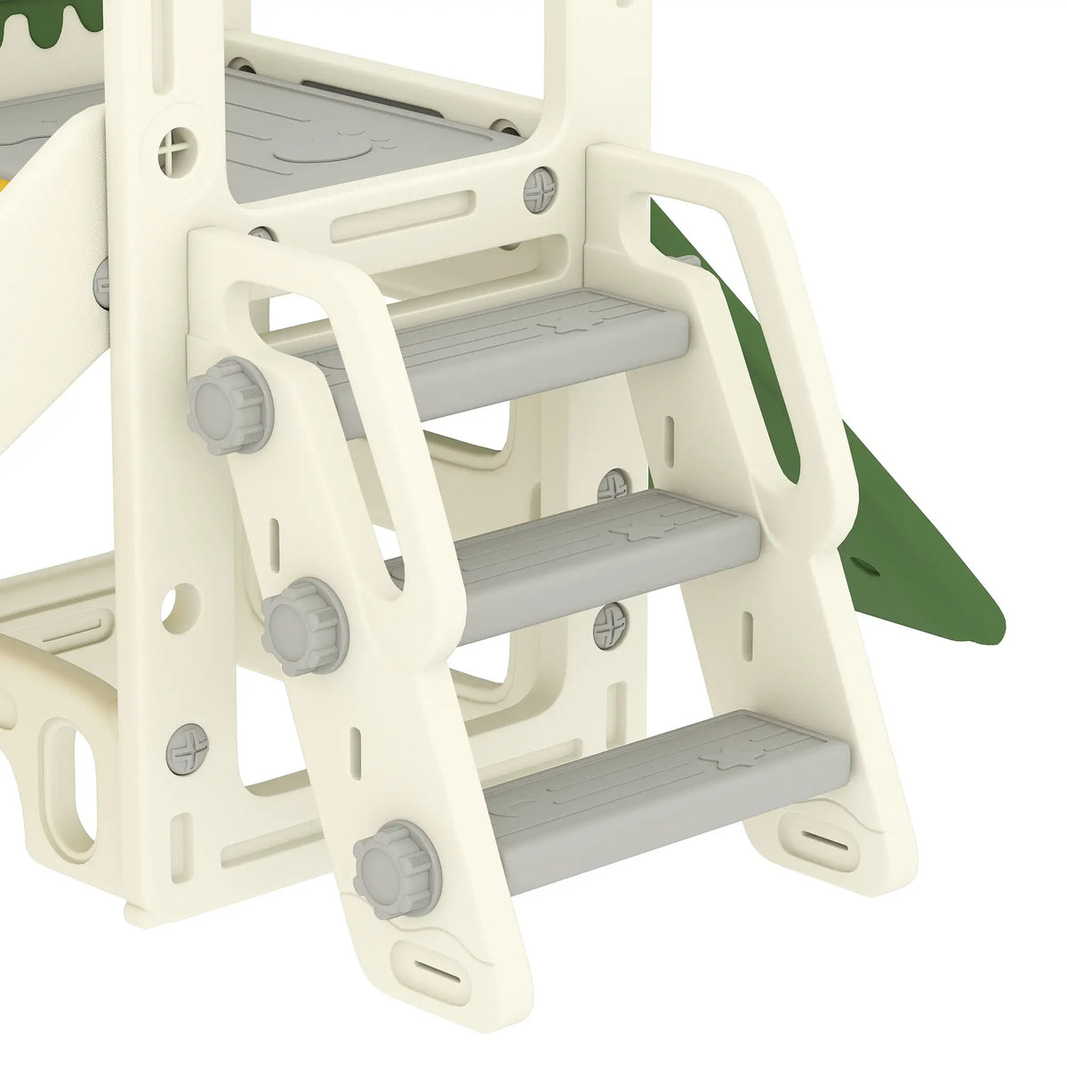 Foldable 4 in 1 Toddler Slide with Climber, Basketball Hoop, Storage Space and Basketball for Ages 1-3 Years, Cream Gym Sets & Swings at Gallery Canada