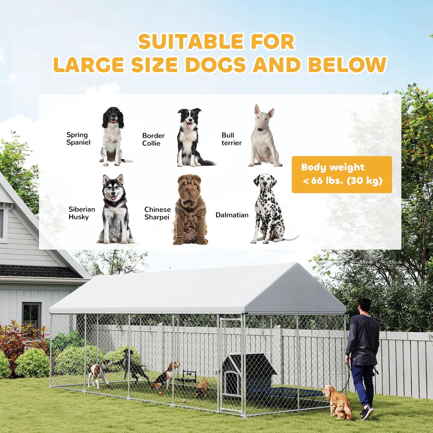 Heavy Duty Outdoor Dog Kennel, Waterproof Roof, 19.7' x 7.5' x 7.9' Dog Kennels at Gallery Canada