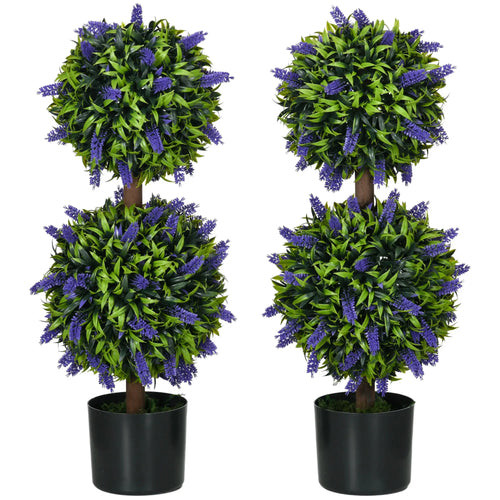 2.3ft Artificial Lavender Plants, Set of 2 with Pot, Indoor Outdoor Decor