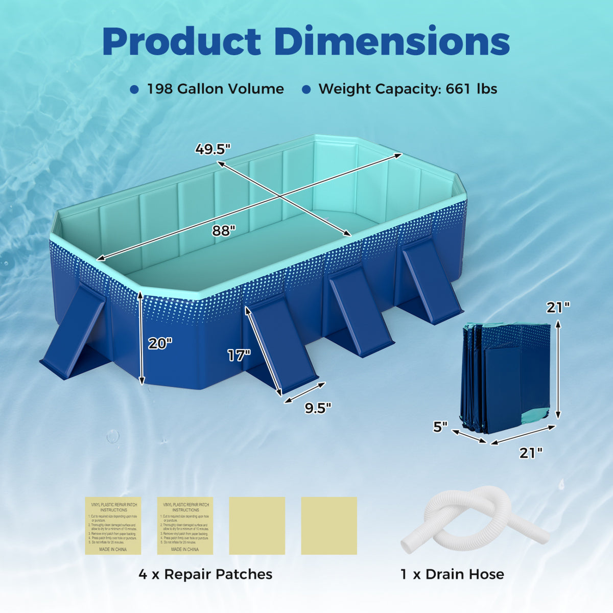 Non-Inflatable Pool, 8 Support Panels, Navy Swimming Pools at Gallery Canada