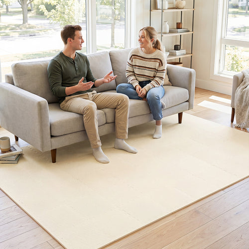 Non-Slip Protective Flooring for Living Room and Home Gym, Beige