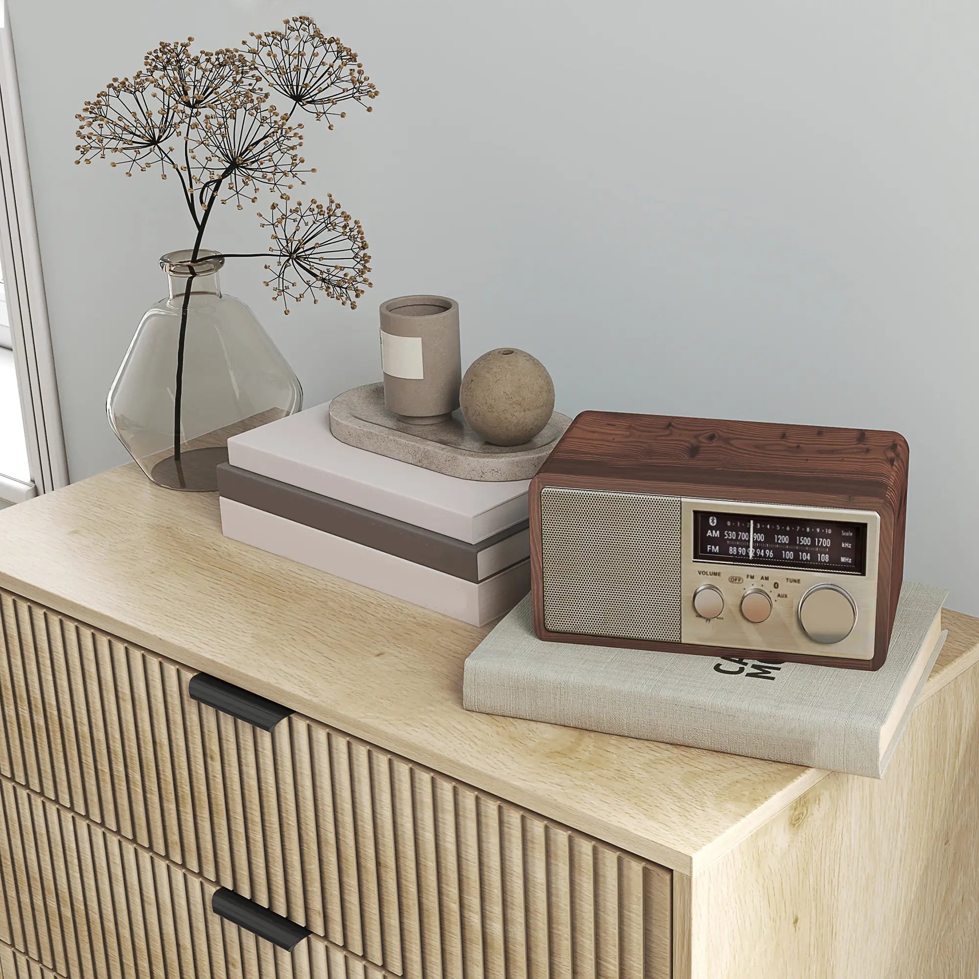 6 Drawer Dresser, Fluted Panels, Solid Wood Legs, Oak Storage Cabinets at Gallery Canada