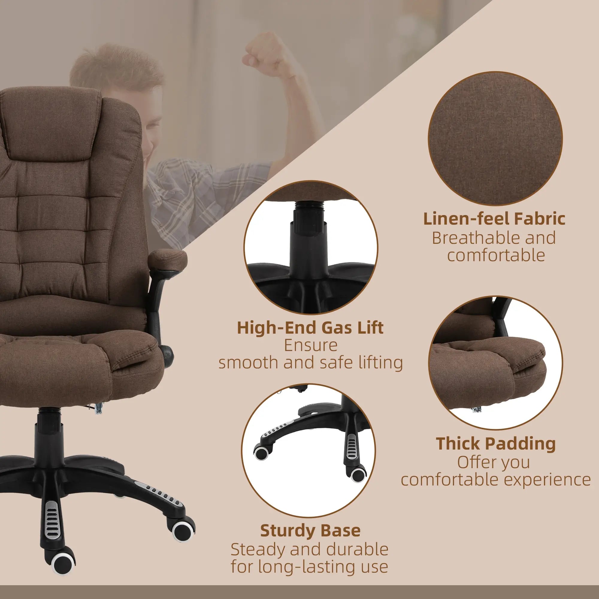 Reclining Massage Office Chair, High Back, Swivel Wheels, Brown Massage Chairs at Gallery Canada