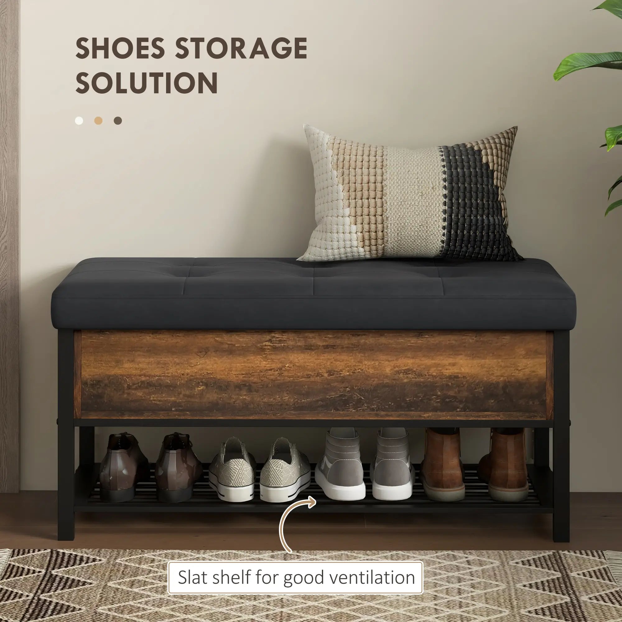 Shoe Storage Bench with Seat, Flip Top, Hidden Space, 4 Pairs Shoe Storage Cabinets & Racks at Gallery Canada