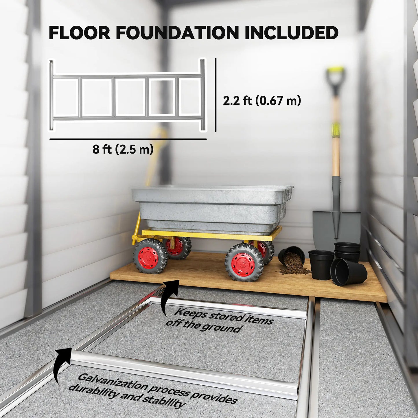 4.6' x 9' Steel Outdoor Storage Shed, Lean to, Lockable Doors, Grey Sheds at Gallery Canada