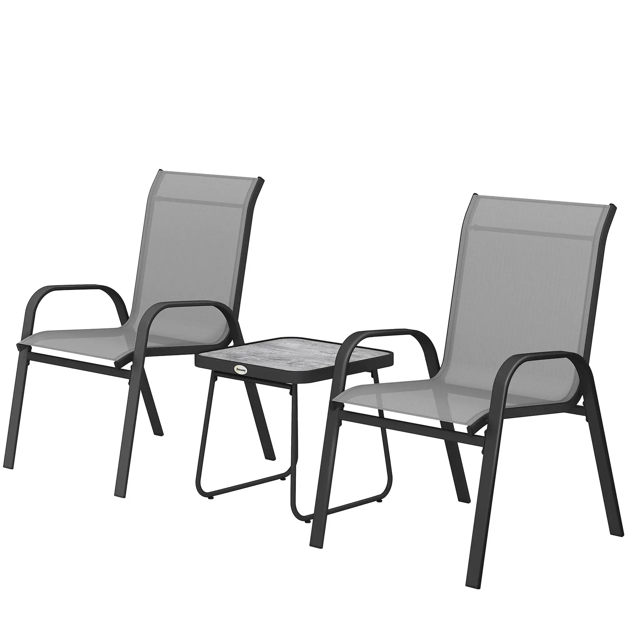 Outdoor Bistro Set, 3-Piece Patio Set, Mesh Fabric, Light Grey Bistro Sets Light Grey at Gallery Canada