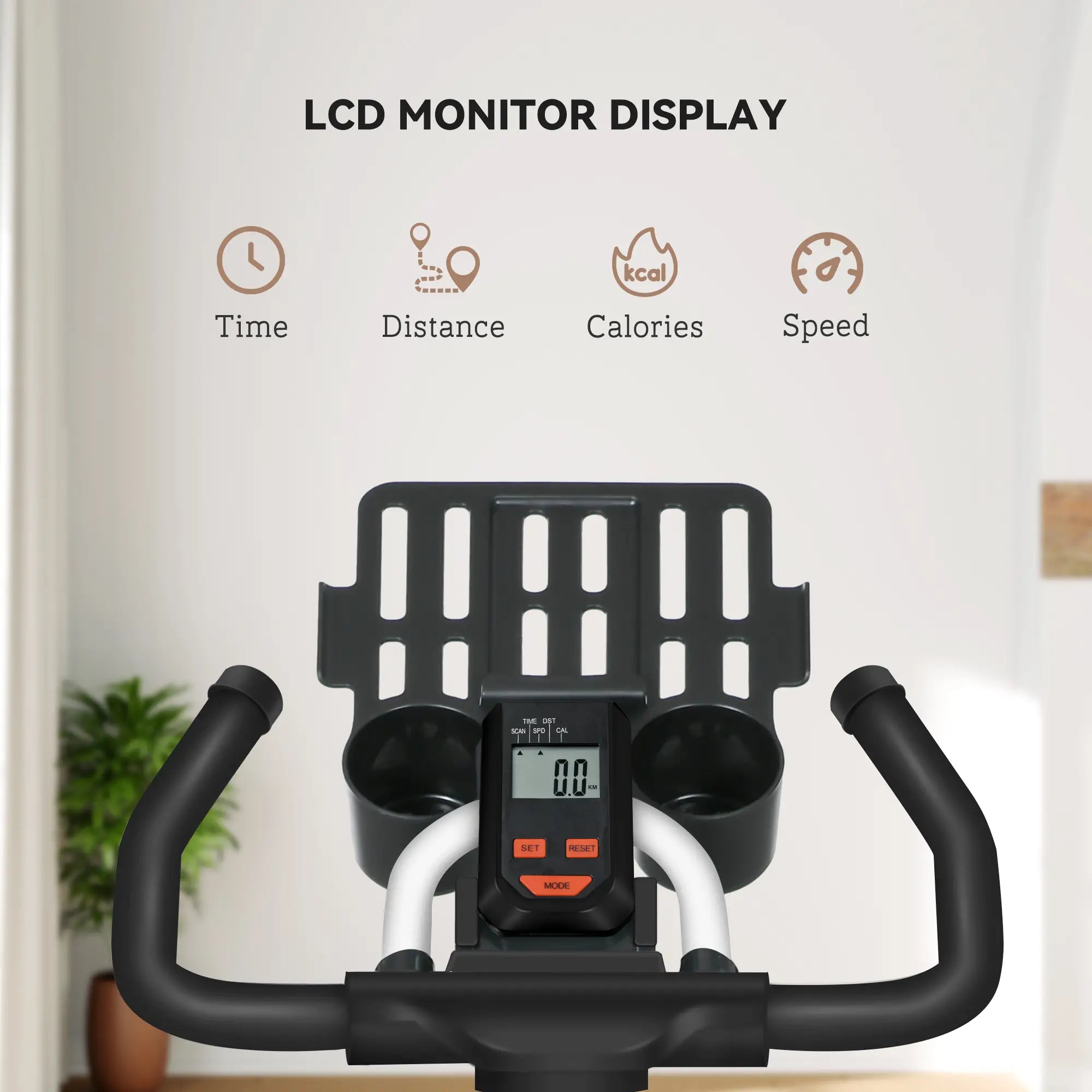 Adjustable Upright Exercise Bike, LCD Display, Indoor Cycling, Adjustable Resistance, White Exercise & Stationary Bikes at Gallery Canada