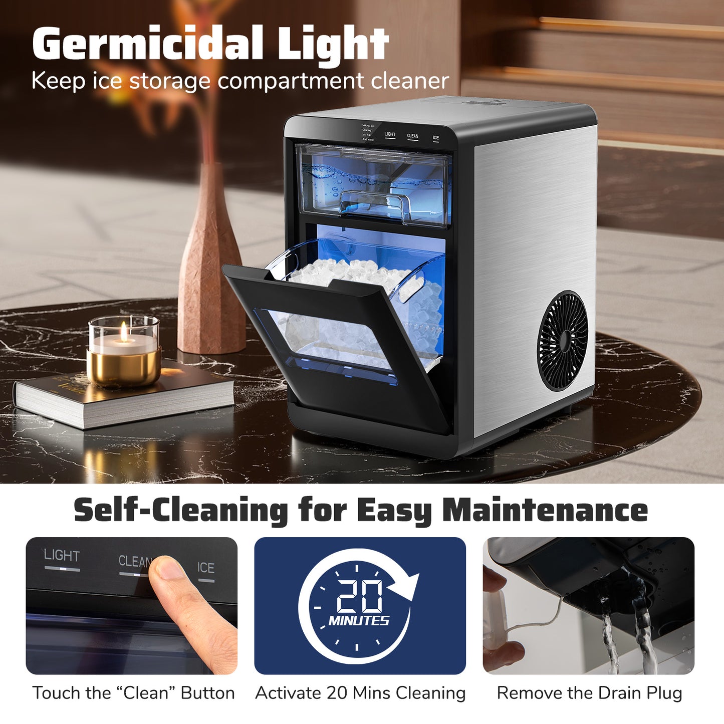 Countertop Nugget Ice Maker, Soft Chewable Pellet, Black Ice Makers at Gallery Canada