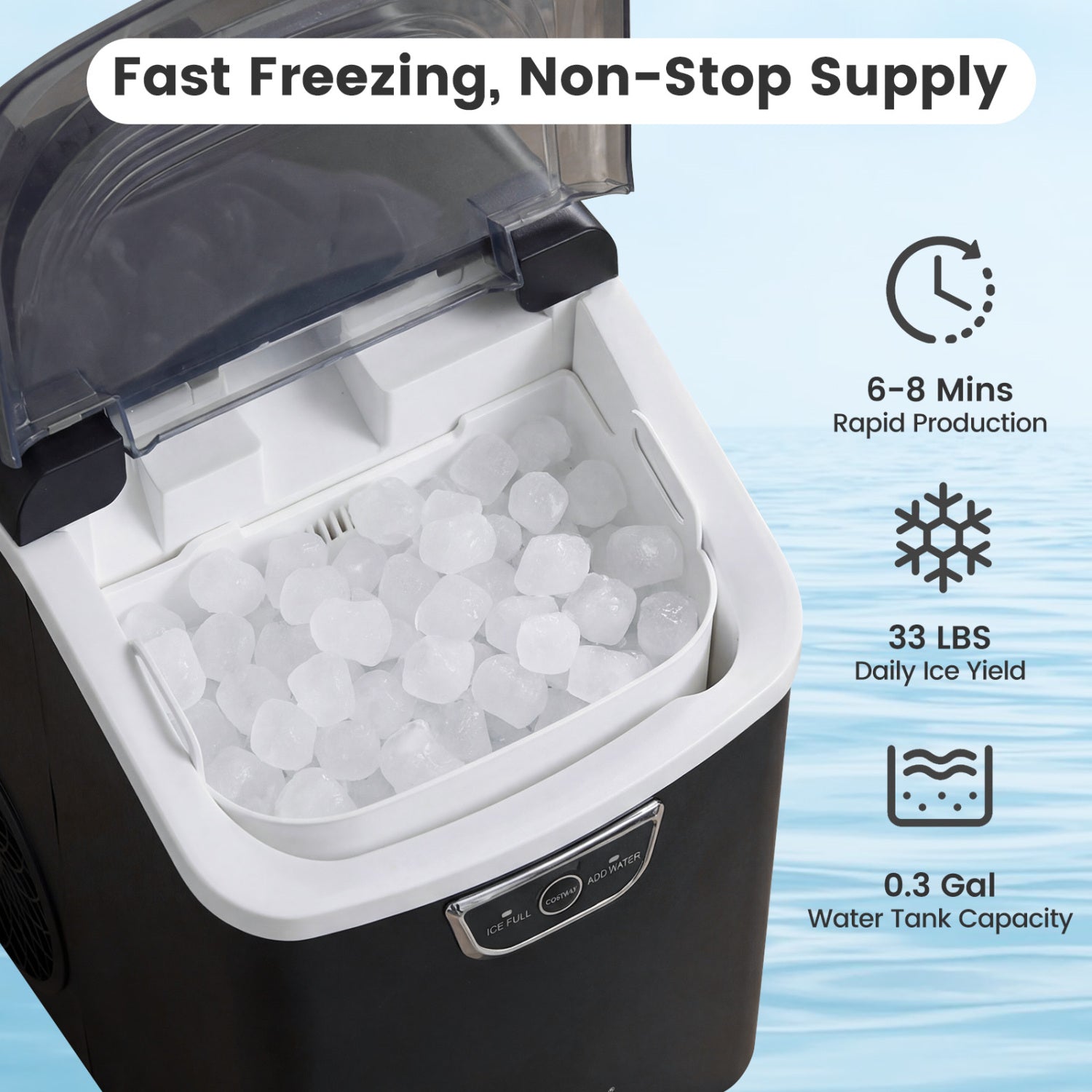 Countertop Nugget Ice Maker, Audible Full Alarm, Black Ice Makers at Gallery Canada