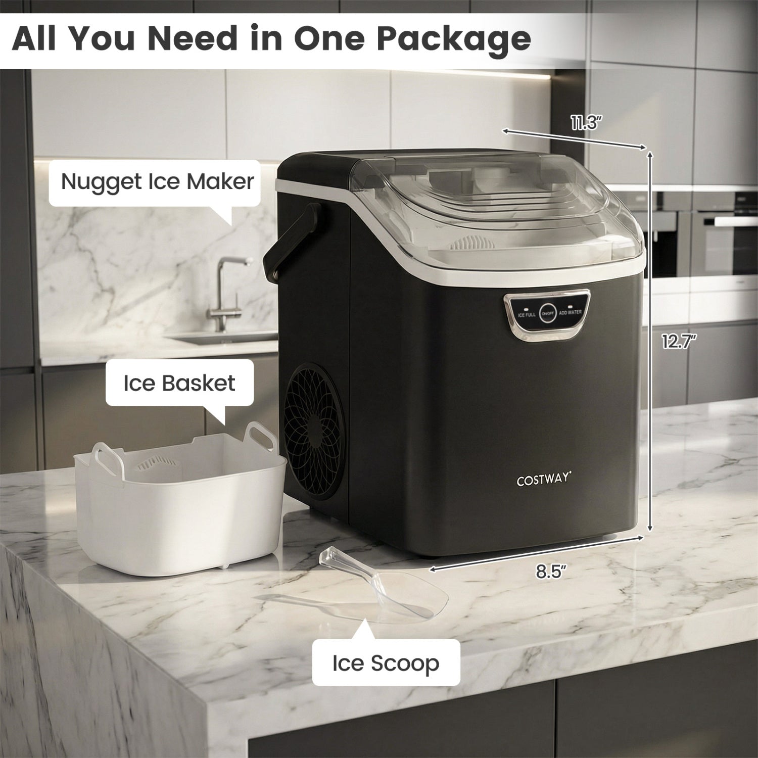 Countertop Nugget Ice Maker, Audible Full Alarm, Black Ice Makers at Gallery Canada