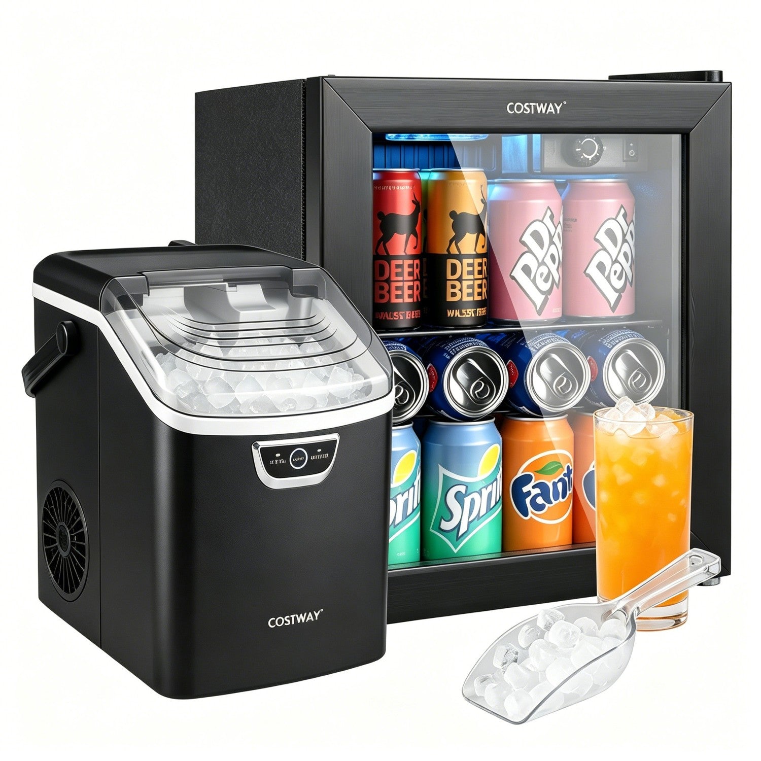 Nugget Ice Maker and Beverage Cooler Combo with Chewable Ice and Compact Drink Storage Kitchen Appliances at Gallery Canada