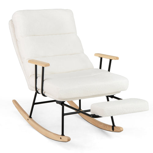 Teddy Velvet Upholstered Nursery Rocking Chair, White