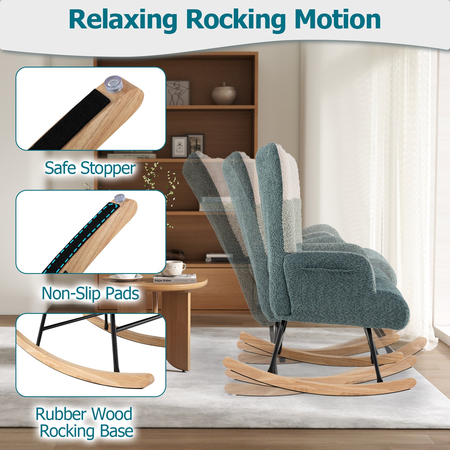 Nursery Rocking Chair, Ergonomic Armrests, High Backrest Accent Chairs at Gallery Canada