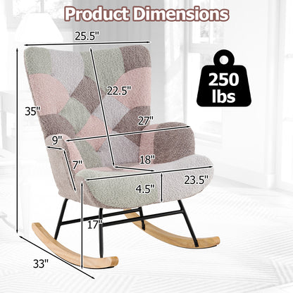 Nursery Rocking Chair, Ergonomic Armrests, High Backrest Accent Chairs at Gallery Canada