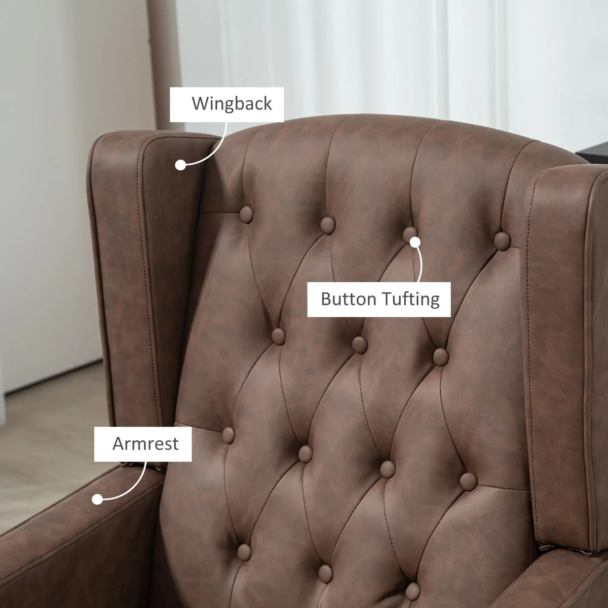 Faux Leather Armchair, Modern Accent Chair, Thick Padding, Brown Accent Chairs at Gallery Canada