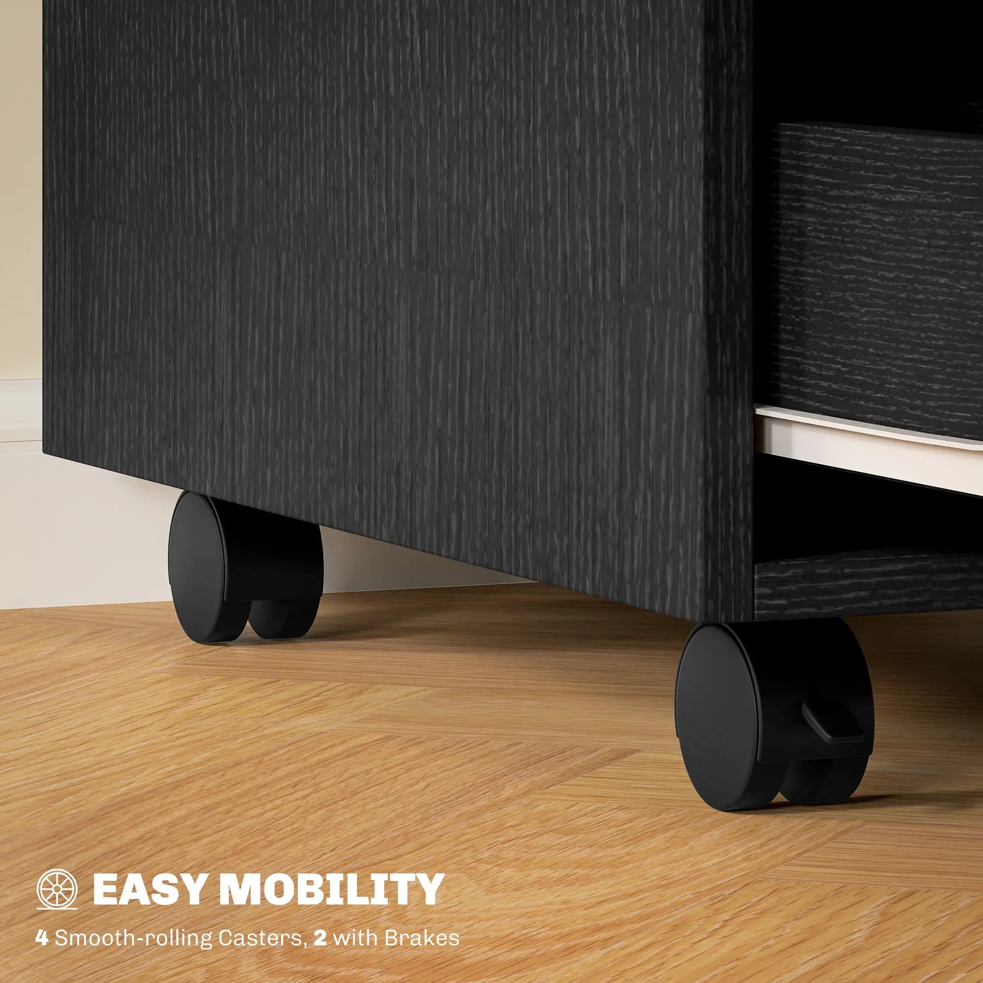 3 Drawer File Cabinet, Vertical with Wheels, Mobile Printer Stand, Black Office Cabinets & Cupboards at Gallery Canada