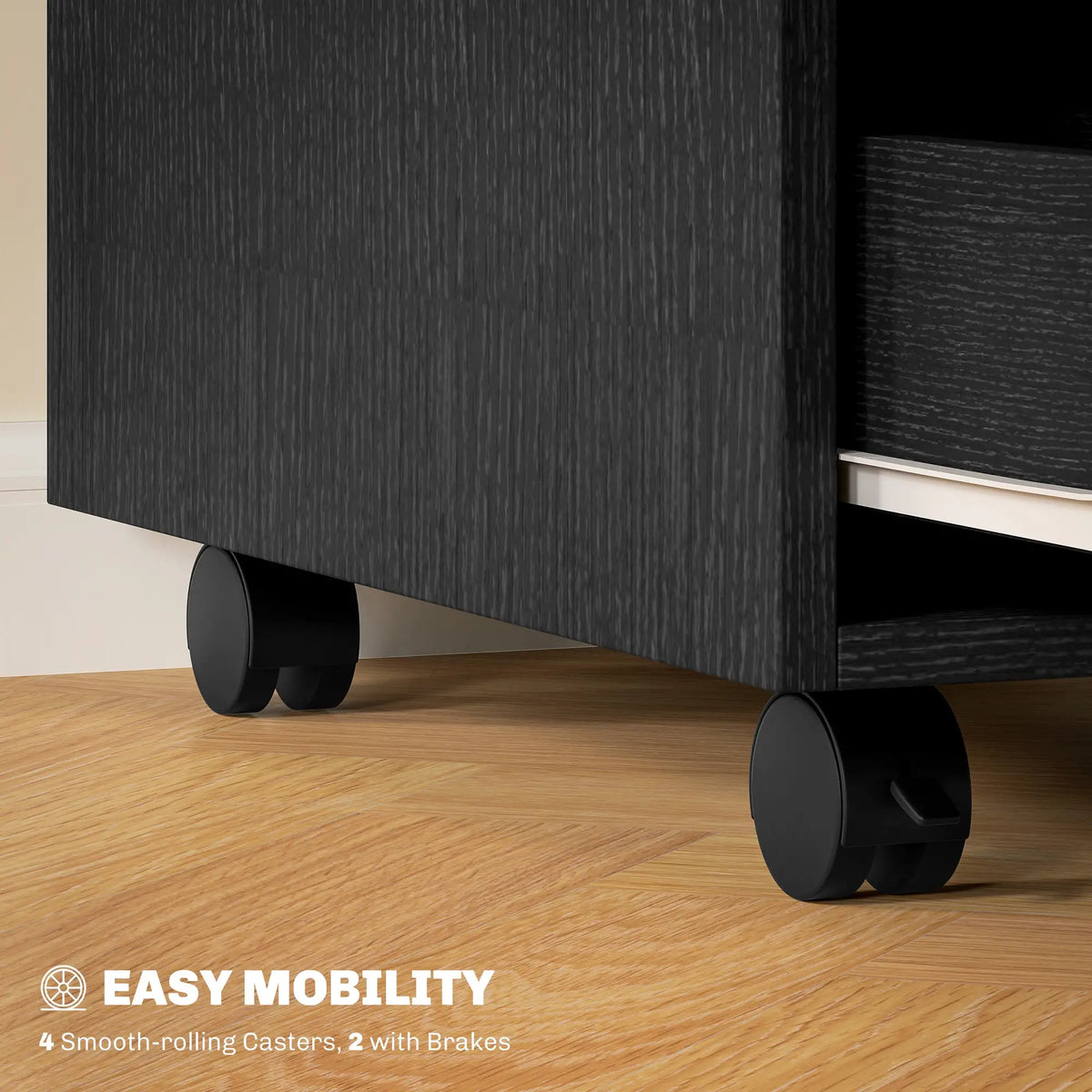 3 Drawer File Cabinet, Vertical with Wheels, Mobile Printer Stand, Black Office Cabinets & Cupboards at Gallery Canada