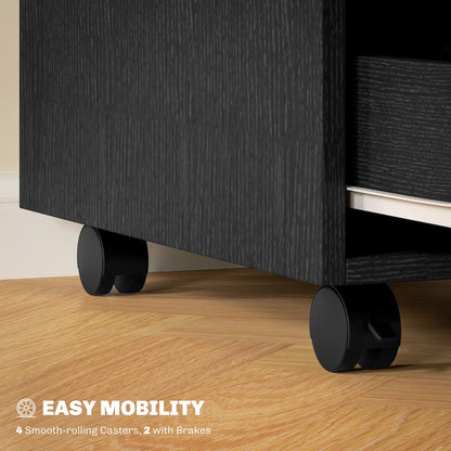 3 Drawer File Cabinet, Vertical with Wheels, Mobile Printer Stand, Black Office Cabinets & Cupboards at Gallery Canada