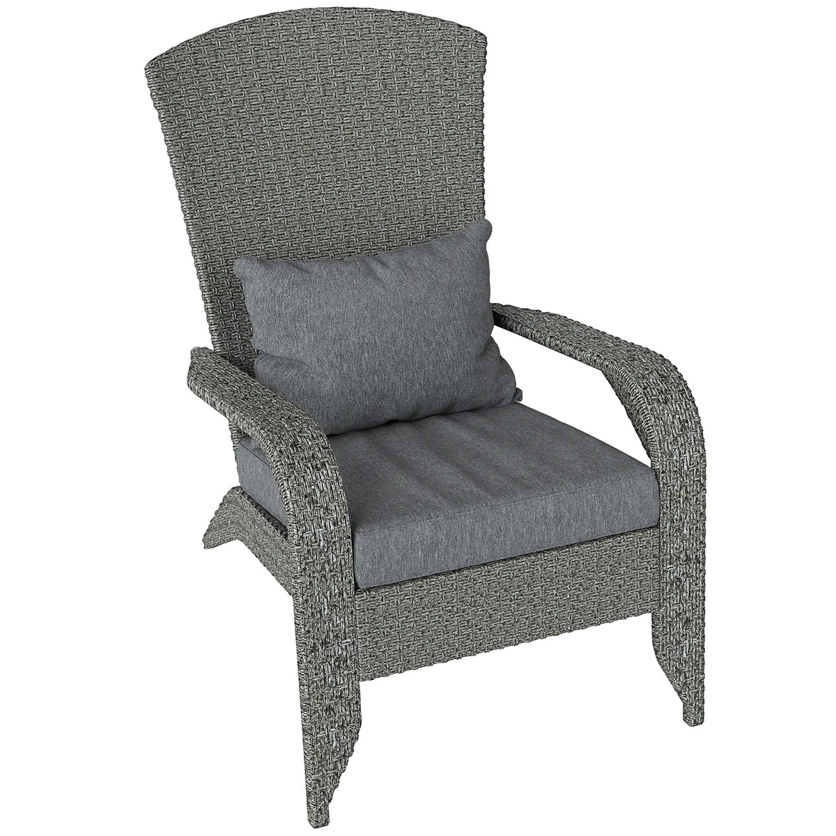 Wicker Adirondack Chair, PE Rattan Outdoor Fire Pit Chair, Heather Grey