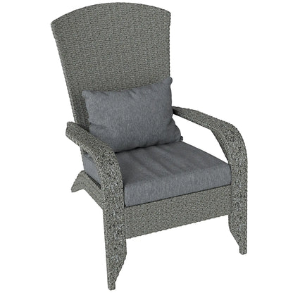 Wicker Adirondack Chair, PE Rattan Outdoor Fire Pit Chair, Heather Grey