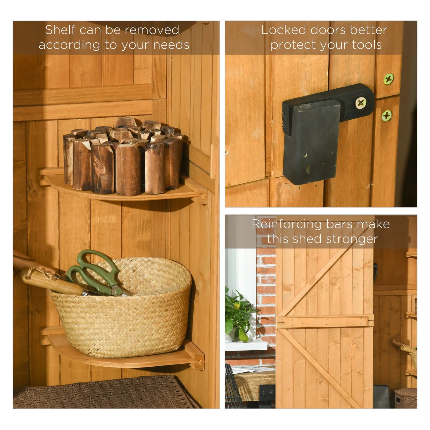 30" x 21" x 71" Garden Storage Shed, Outdoor Tool House, 3 Tier Shelves, Brown Sheds at Gallery Canada