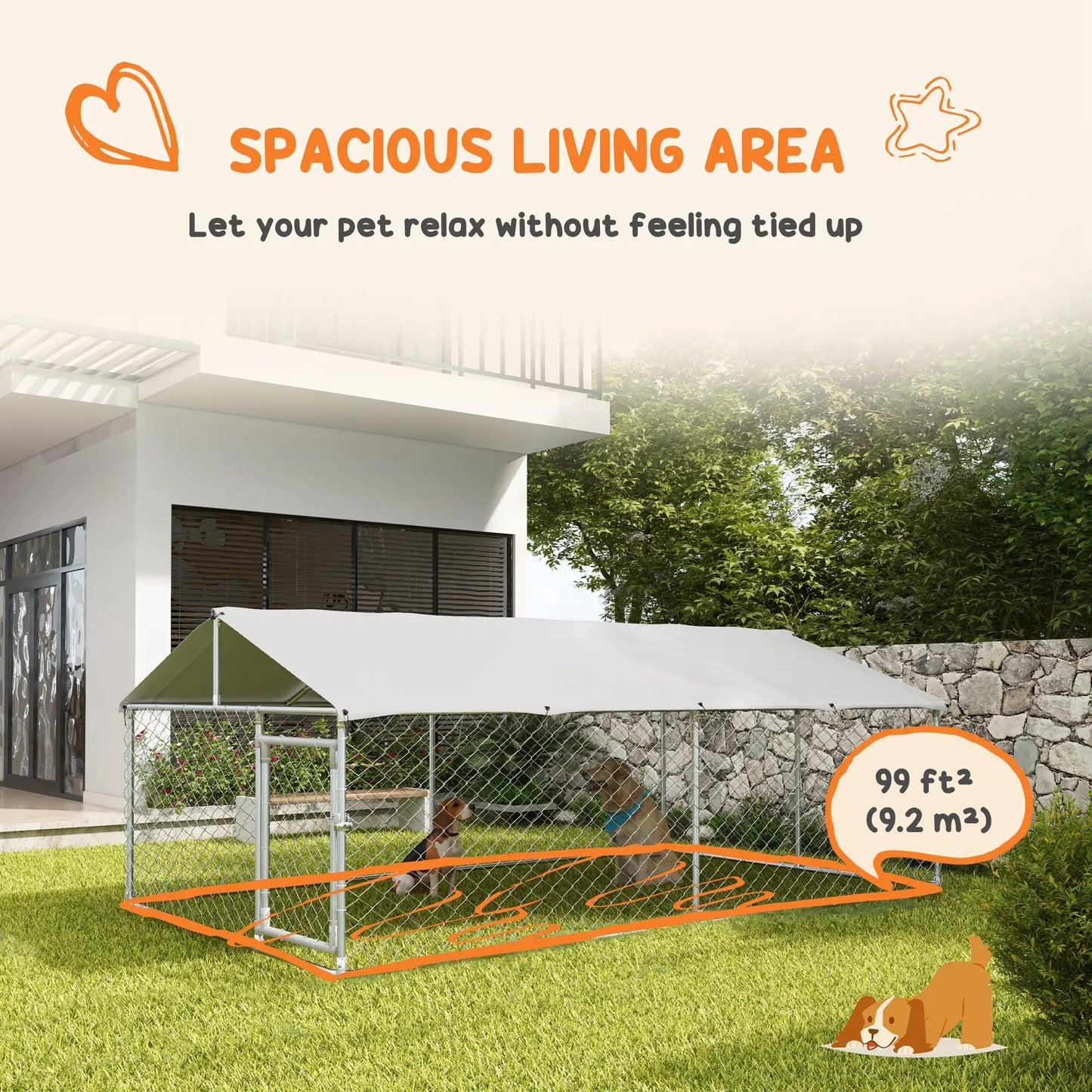 Outdoor Dog Kennel, 13.1' x 7.5' x 4.9', Waterproof UV Resistant Cover, Silver Houses, Kennels & Pens at Gallery Canada