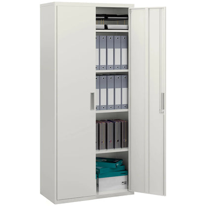 71" Tall Garage Cabinet, Metal Storage, 2 Doors, 4 Adjustable Shelves, White Office Cabinets & Cupboards at Gallery Canada