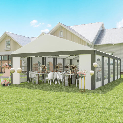 20'x33' Heavy Duty Party Tent, Portable Garage Canopy, Grey