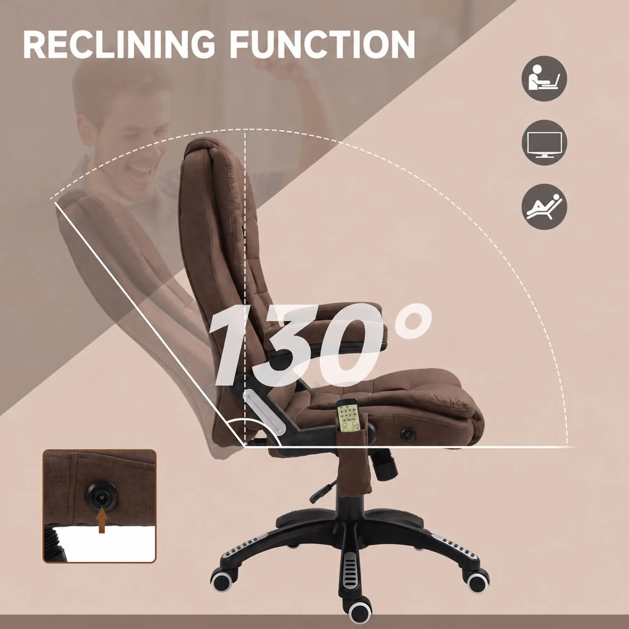 Reclining Massage Office Chair, High Back, Swivel Wheels, Brown Massage Chairs at Gallery Canada