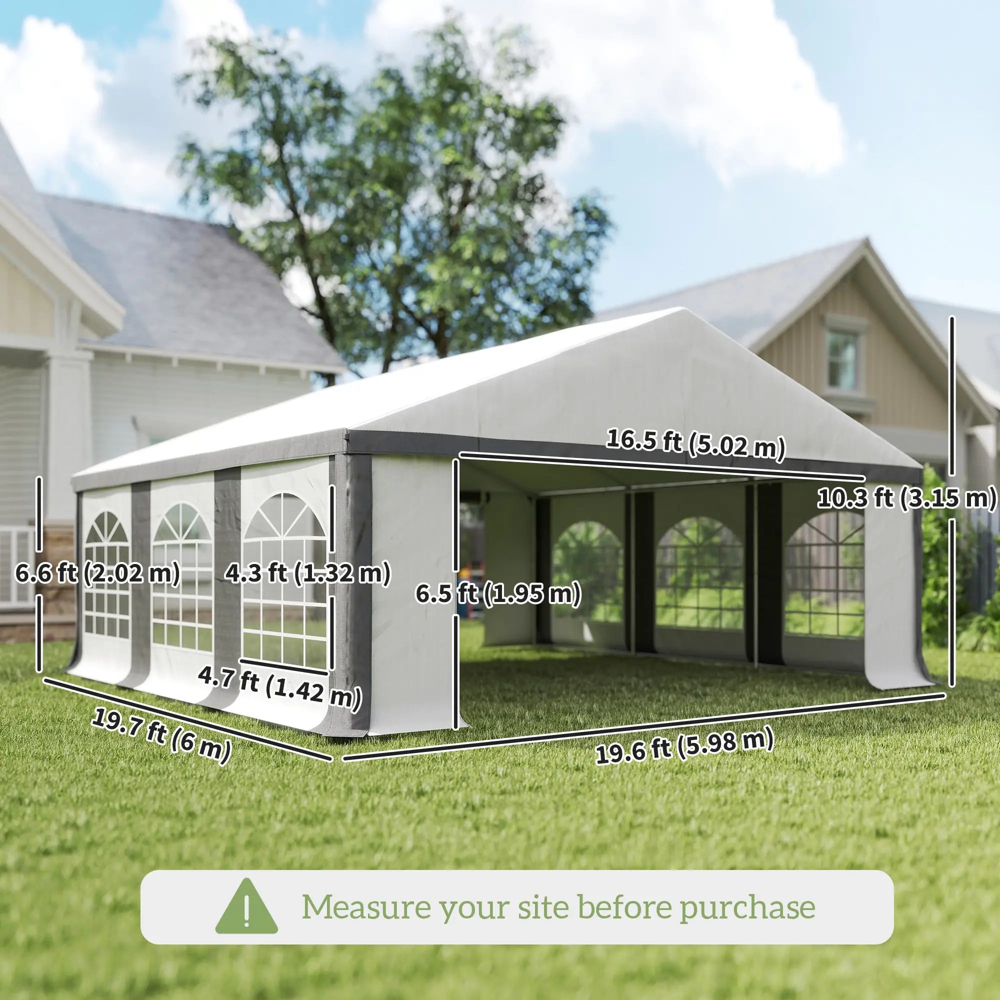 20' x 20' Heavy Duty Wedding Tent, Outdoor Carport Garage, Grey Canopy Tents at Gallery Canada