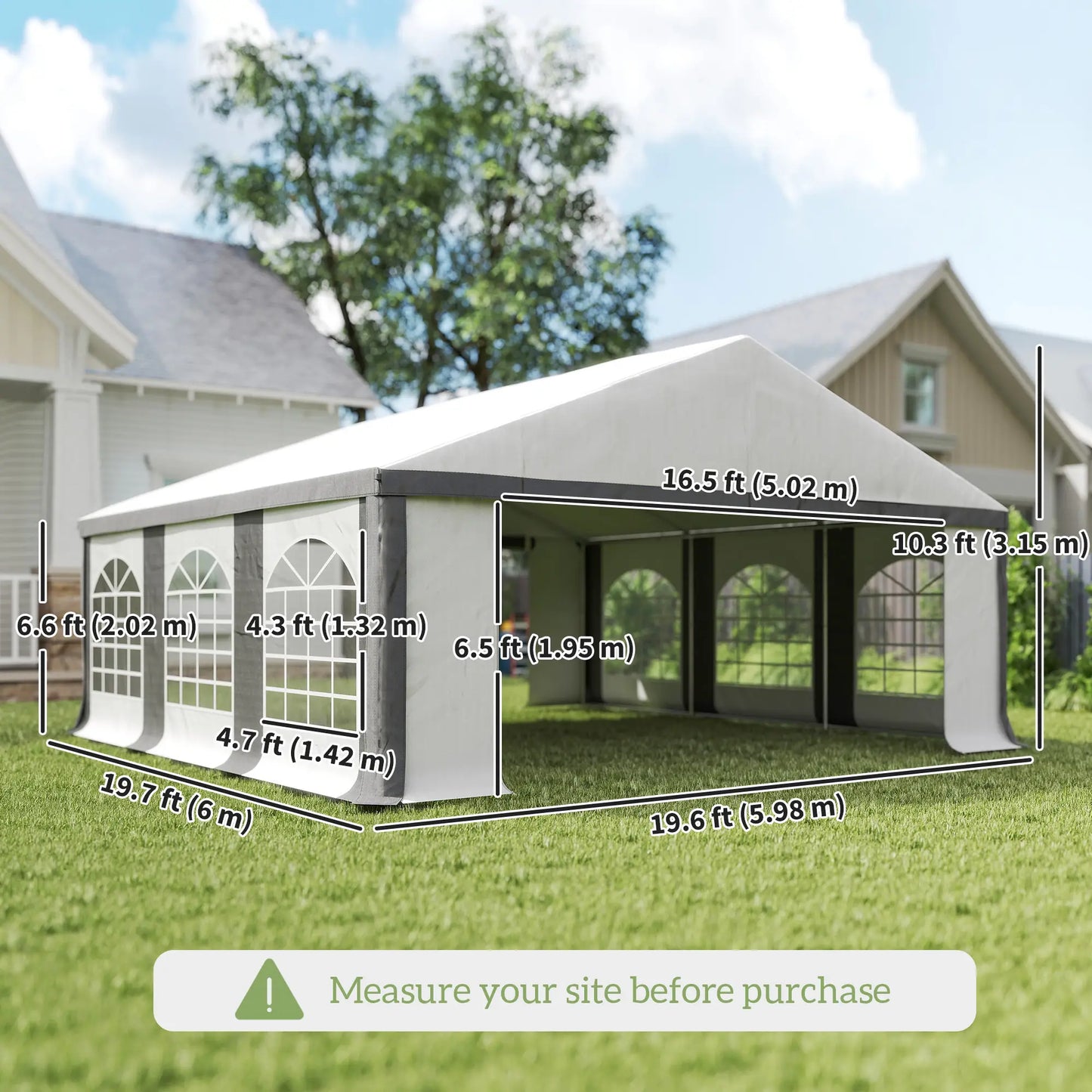 20' x 20' Heavy Duty Wedding Tent, Outdoor Carport Garage, Grey Canopy Tents at Gallery Canada