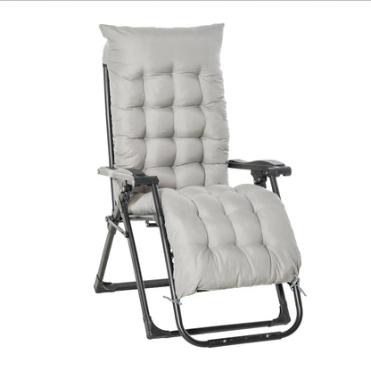 Zero Gravity Reclining Chair, Adjustable Backrest, Folding Sun Lounger, Removable Cushion, Light Grey Lounger Chairs Light Grey at Gallery Canada
