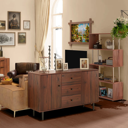 Kitchen Storage Sideboard, Buffet Cabinet, 2 Cupboard, 3 Drawers, Adjustable Shelves, Rustic Brown Bar Cabinets at Gallery Canada