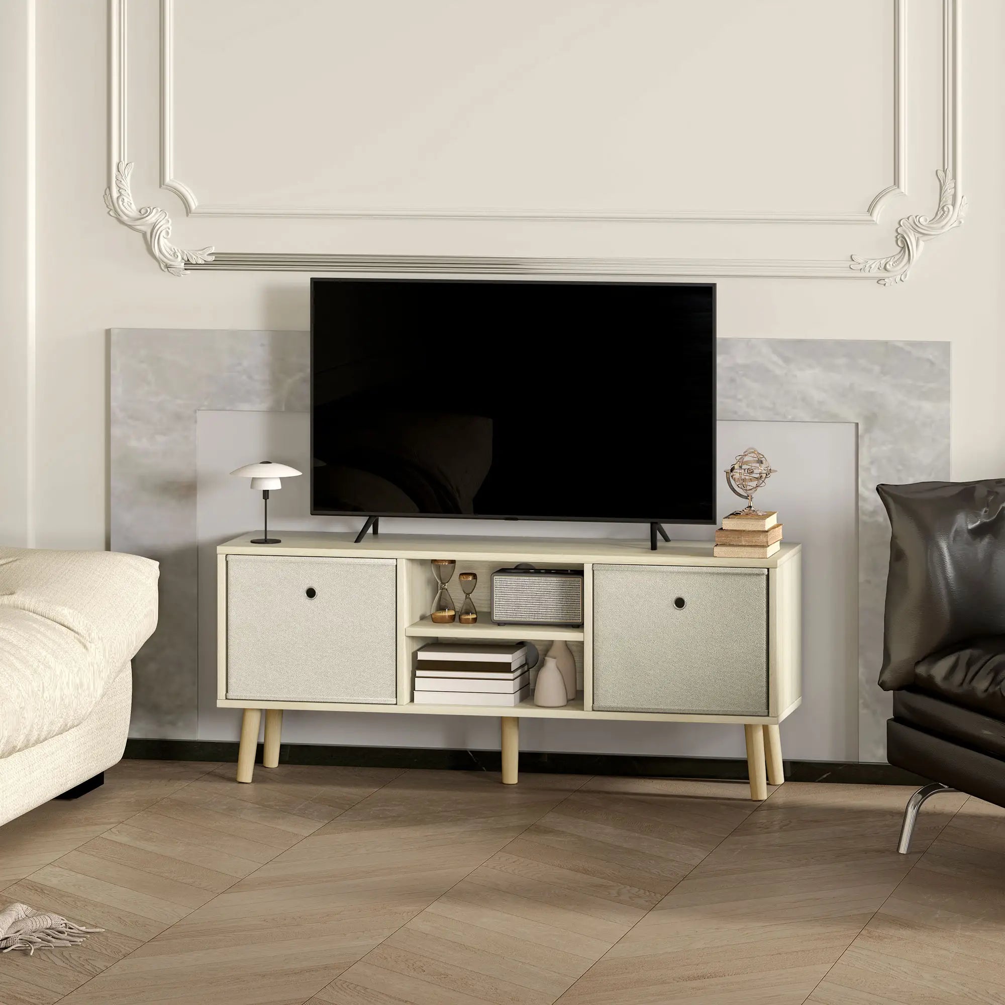 Modern TV Stand, Foldable Drawers, Shelves, Natural TV Stands at Gallery Canada