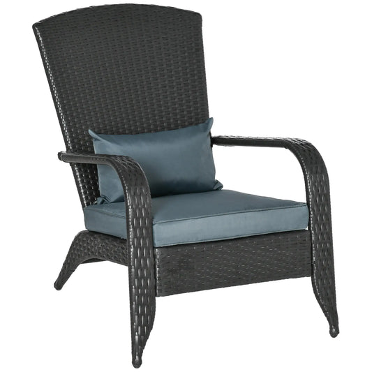 PE Rattan Adirondack Chair With Cushions, Outdoor Patio, Light Grey Patio Chairs Deep Brown Rattan, Light Grey Fabric at Gallery Canada