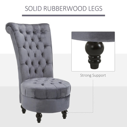 45" Tufted High Back Velvet Accent Chair, Soft Padded Lounge, Ash Grey Single Sofas at Gallery Canada